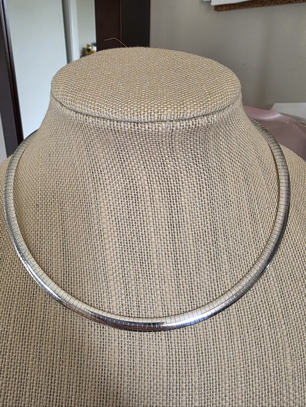 Vintage Omega Milor Italian Sterling Silver Choker Necklace Heavy! 32 Grams!